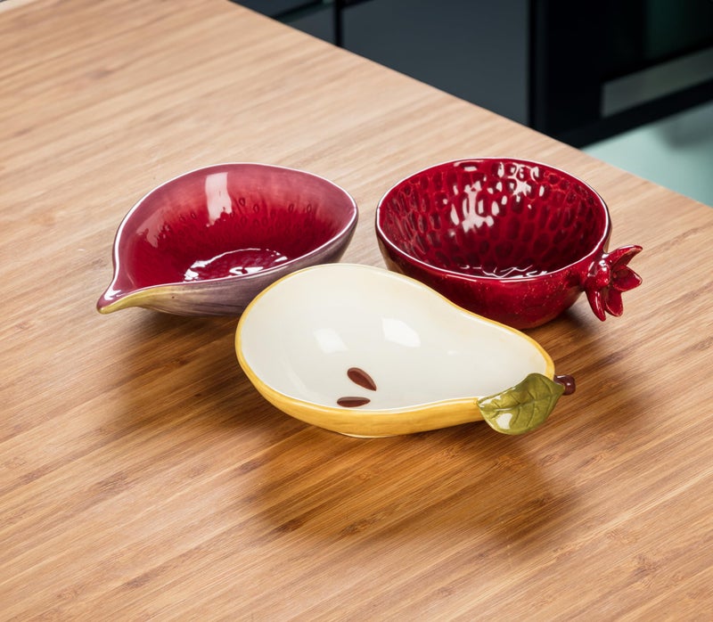 Abbott Collection Small Pomegranate Shaped Bowl - Ceramic, Red (4.5"L) - Image 3