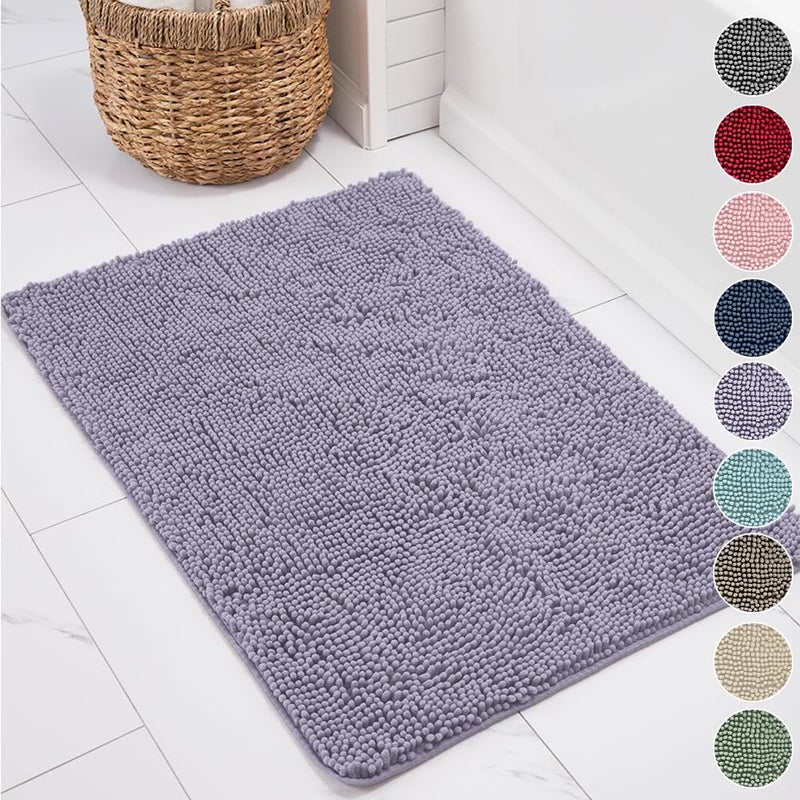 KANGAROO Bathroom Rugs  Chenille Soft Absorbent Bath Rug  Shaggy Shower Mat  Quick Dry Machine Wash Bathmat  Plush Carpet Mats for Tub  Bathtub and Bath Room Home Decor Accessory  36x24  Light Pink - Image 1