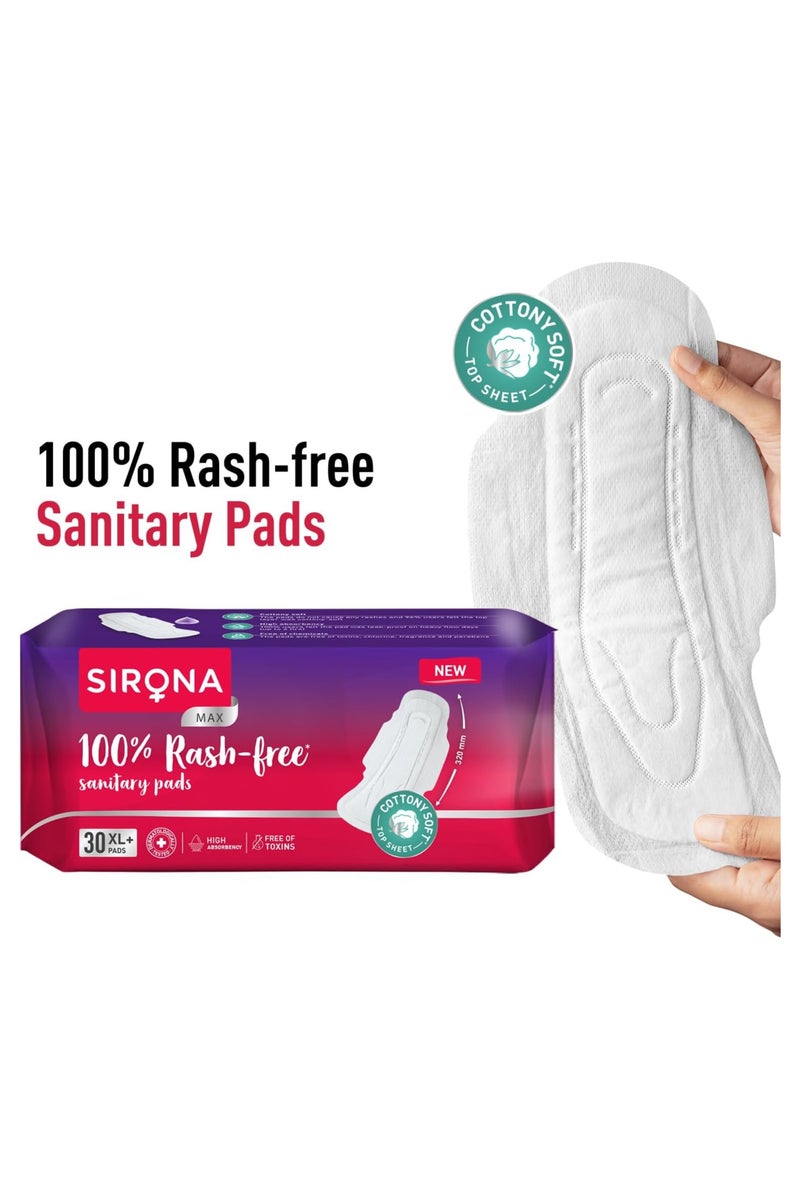 Sirona Cottony Soft Sanitary Pads XL+ With Wings,100% Rash Free 30 Pcs - Image 4