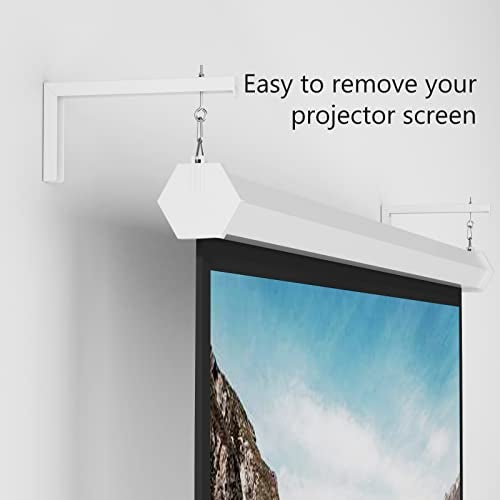 WALI Universal Projector Screen Ceiling Mount, Wall Hanging Mount L-Brackets, 12 inch Adjustable Extension with Hook Kit, Perfect Projector Screen Placement Hold up to 80 lbs (PSM001XL-W), White - Image 3
