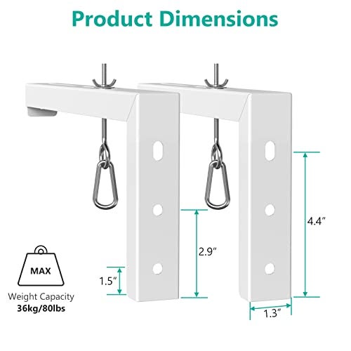 WALI Universal Projector Screen Ceiling Mount, Wall Hanging Mount L-Brackets, 12 inch Adjustable Extension with Hook Kit, Perfect Projector Screen Placement Hold up to 80 lbs (PSM001XL-W), White - Image 4