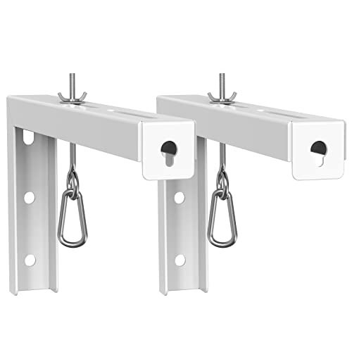 WALI Universal Projector Screen Ceiling Mount, Wall Hanging Mount L-Brackets, 12 inch Adjustable Extension with Hook Kit, Perfect Projector Screen Placement Hold up to 80 lbs (PSM001XL-W), White - Image 1