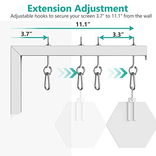 WALI Universal Projector Screen Ceiling Mount, Wall Hanging Mount L-Brackets, 12 inch Adjustable Extension with Hook Kit, Perfect Projector Screen Placement Hold up to 80 lbs (PSM001XL-W), White - Image 5