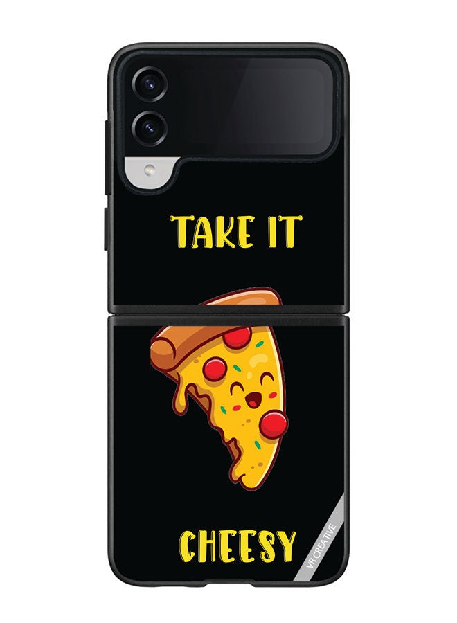 VR CREATIVE Protective Case Cover For Samsung Galaxy Z Flip4 Take It Cheesy Design Multicolour - Image 1
