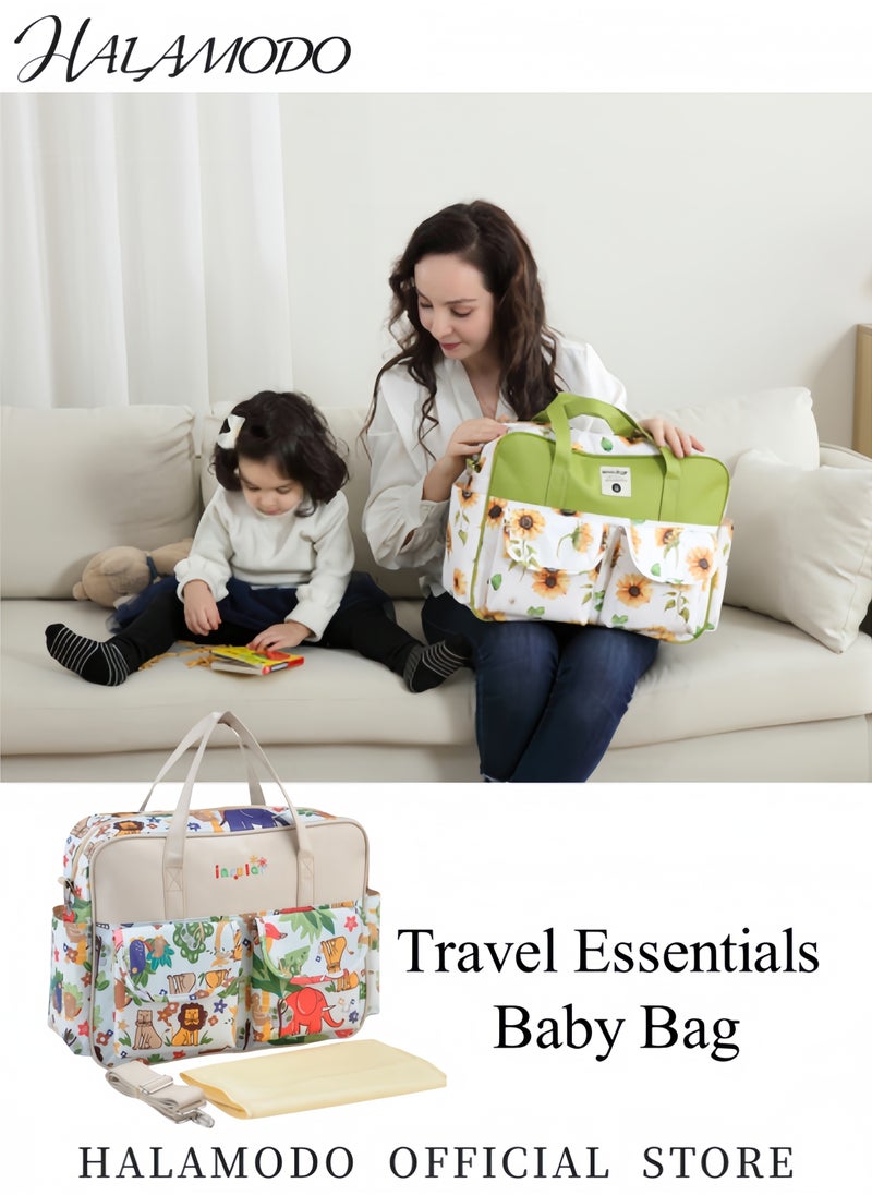 HALAMODO Diaper Bag Tote Handle Bag Baby Essentials Travel Tote Multi Function Waterproof Diaper Bag Travel Essentials Baby Bag with Changing Pad & Adjustable Straps  - Image 5