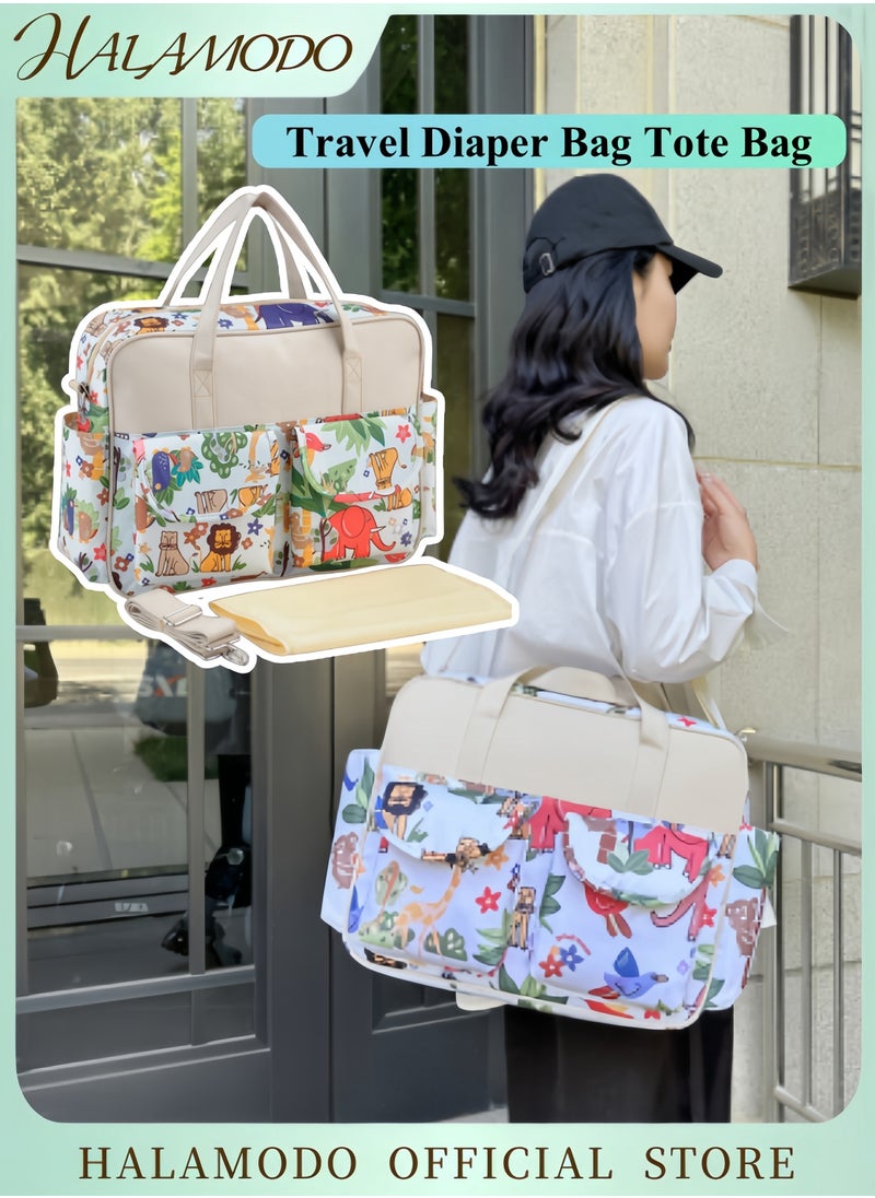 HALAMODO Diaper Bag Tote Handle Bag Baby Essentials Travel Tote Multi Function Waterproof Diaper Bag Travel Essentials Baby Bag with Changing Pad & Adjustable Straps  - Image 1