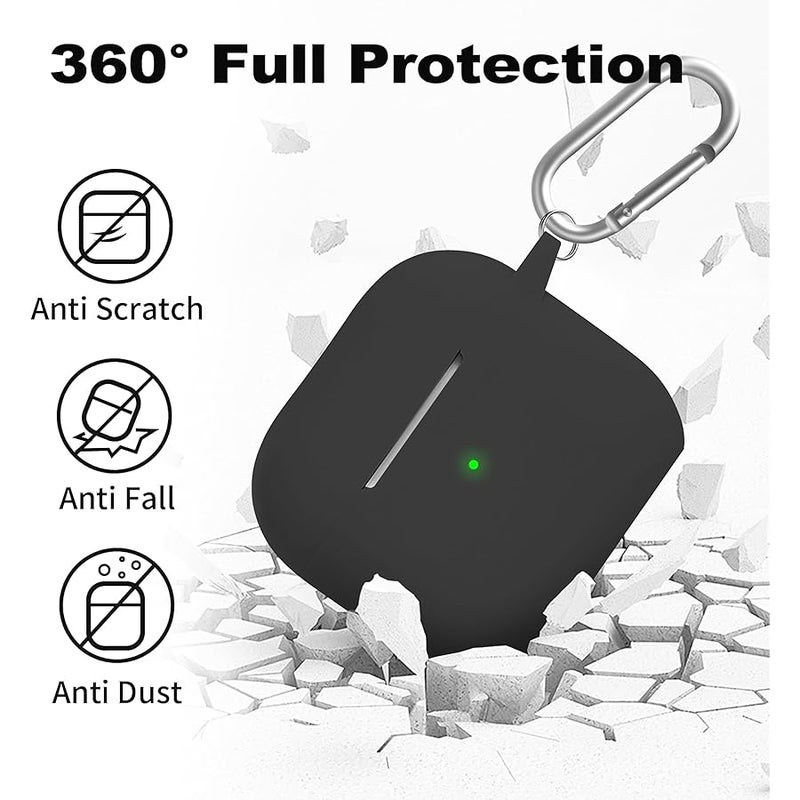 Woyinger for Airpods 4th Case Cover, Come with Cleaner Kit,Soft Skin Silicone Case Cover with Keychain, Full Protective Case for Men and Women, Compatible with AirPods 4th Generation Case(Black) - Image 4