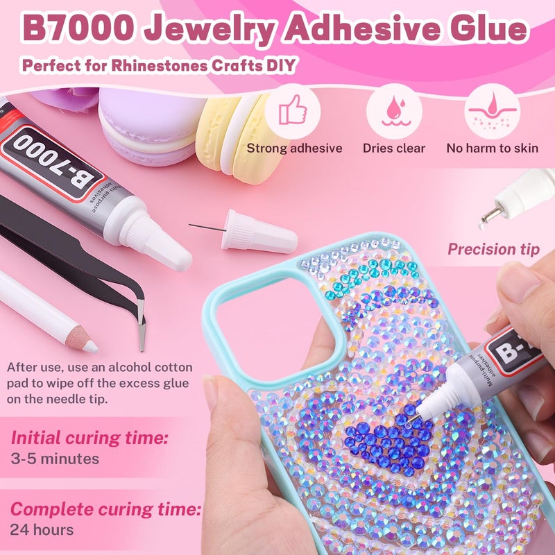 TINKRSTUFF 20000Pcs Blue Rhinestones for Bedazzling with B7000 Jewelry Glue, Resin Rhinestones for Crafting Crafts DIY, Bedazzler Kit Gems for Clothing Shoes Tumblers Fabric Nail Art Assorted Size 3/4/5/6mm - Image 5