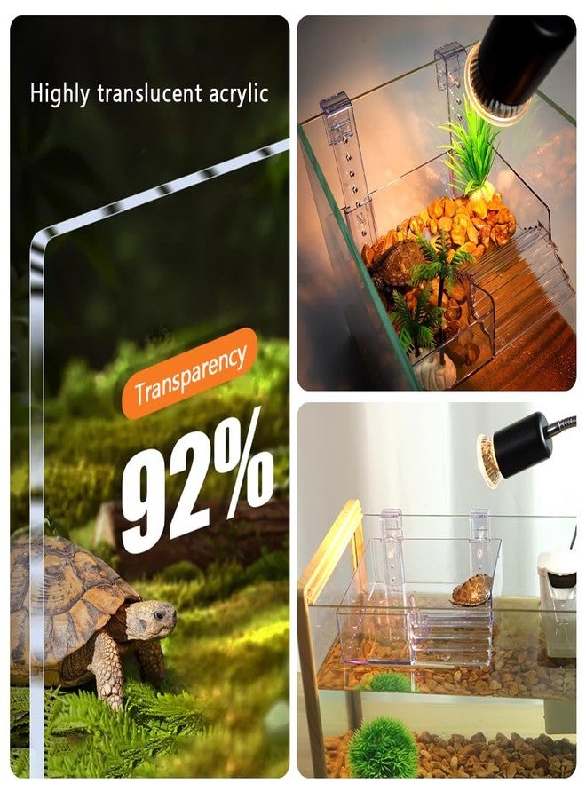La La Pet Hanging Acrylic Turtle Basking Platform with Guardrail and Ladder - Tortoise Resting Terrace Reptile Habitat for Medium Turtle Tank - Image 5