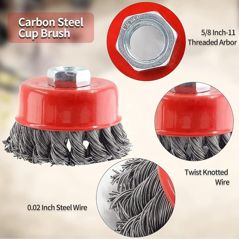 A K DIAMOND AK DIAMOND 3pc Twisted Wire Wheel Knotted Cup Brush Set 3 Inch Diameter for Angle Grinder Ideal for Rust and Paint Removal - Image 4