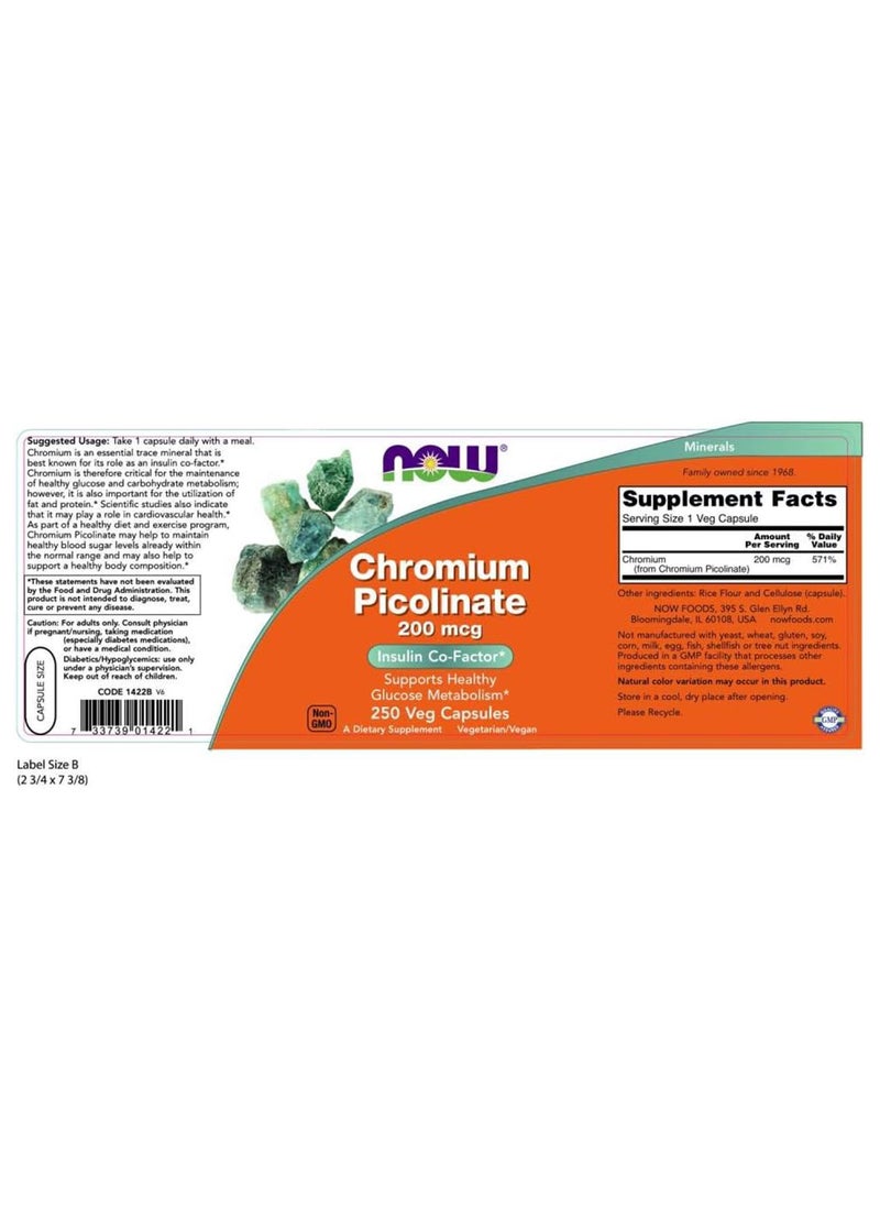 now Chromium Picolinate - 200 Mcg, 250 Capsules  - Image 2