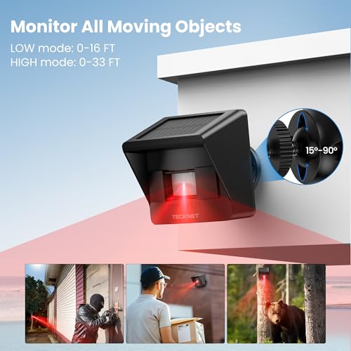 TECKNET Solar Wireless Driveway Alarm with 2600FT Long Range 36 Melodies 5 Volumes and Supports 4 Zones Weatherproof Motion Sensor Alarm to Protect InsideOutside Property 1 Receiver 1 Sensor - Image 3