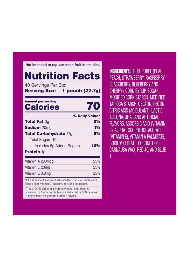 Welch's Fruit snacks Beries n cherries 0.9oz Pack of 40 pouches  - Image 2