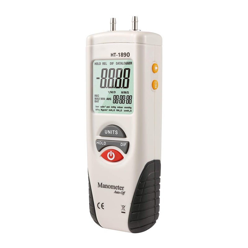 LABART Digital Manometer, HT-1890 with Certificate Dual Port Air Pressure Meter HVAC Gas Tester, 11 Selectable Measure Units Large LCD Display with Backlight, (Range-±2 PSI) with Certificate - Image 3