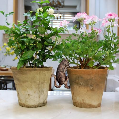 JARPSIRY Vintage Bronze Climbing Cat Statue Flower Pot and Vase Hugger Figurines Terrarium Planter Edge Decor Resin Art Patio Lawn Yard Ornaments Outdoor Fence Decorations - Image 4