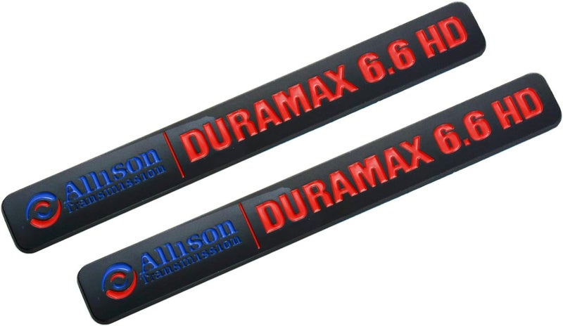 Aimoll Allison Transmission Duramax 6.6 HD Hood Emblem Pair Set for GM Silverado 2500HD (Black/Red) Popular practical build - Image 1