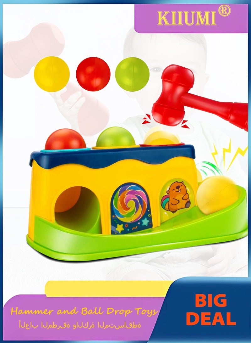 KIIUMI Hammer and Ball Drop Toys for 1 Year Old Boy Girl Infant Gifts - Pound a Ball Toddler Toys - Baby Toys for 6 to 12-18 Months，Baby Knock Ball - Image 1