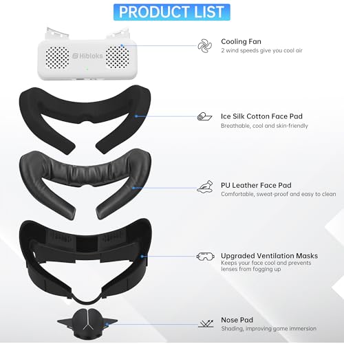 RCGEEK HiBloks Face Cover Pad with Cooling Fan for Meta Quest 3 Accessories, 2Pcs Face Cushion Cover Compatible with Oculus Quest 3 Fan Cooler, Replacement Facial Interface Relieve Lens Fogging (2 Speeds) - Image 2