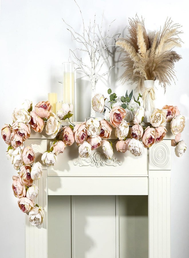 Daifunli 2 Pcs Artificial Peony Vine Hanging Faux Peony Flowers Garland for Wedding Anniversary Birthday Party Background Arch Garden Home Wall Room Decor (Light Pink,Pure Pink) - Image 5