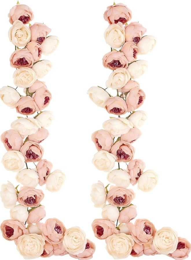 Daifunli 2 Pcs Artificial Peony Vine Hanging Faux Peony Flowers Garland for Wedding Anniversary Birthday Party Background Arch Garden Home Wall Room Decor (Light Pink,Pure Pink) - Image 1