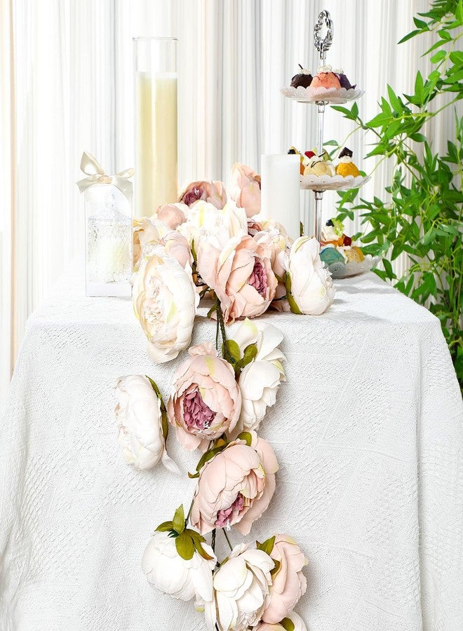Daifunli 2 Pcs Artificial Peony Vine Hanging Faux Peony Flowers Garland for Wedding Anniversary Birthday Party Background Arch Garden Home Wall Room Decor (Light Pink,Pure Pink) - Image 3