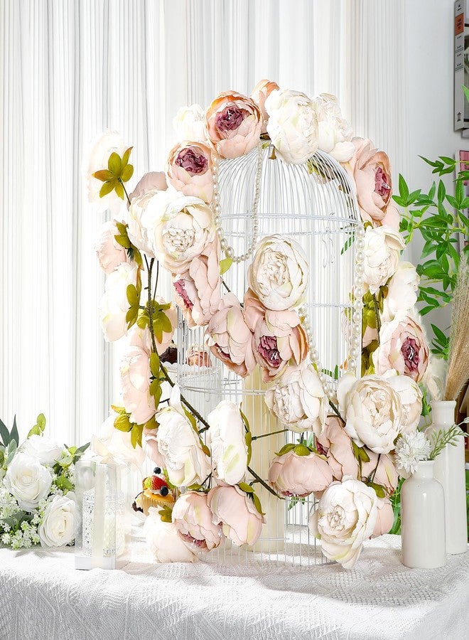 Daifunli 2 Pcs Artificial Peony Vine Hanging Faux Peony Flowers Garland for Wedding Anniversary Birthday Party Background Arch Garden Home Wall Room Decor (Light Pink,Pure Pink) - Image 4