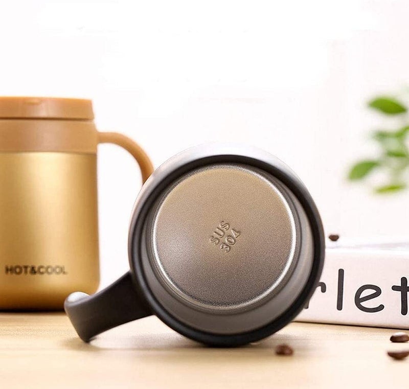 Dhruv Mart Stainless Steel Coffee Mugs - 350 ML Large Double Walled Vacuum Insulated Coffee Beer Mugs, Shatterproof and Spill Resistant - 304 Stainless Steel Travel,Office,Couple Use (350 ML, Golden) - Image 4