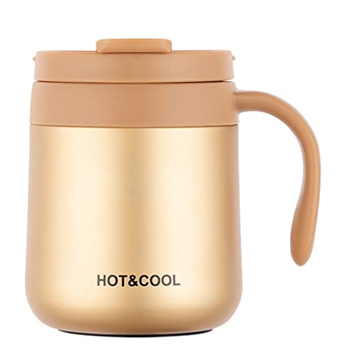 Dhruv Mart Stainless Steel Coffee Mugs - 350 ML Large Double Walled Vacuum Insulated Coffee Beer Mugs, Shatterproof and Spill Resistant - 304 Stainless Steel Travel,Office,Couple Use (350 ML, Golden) - Image 1