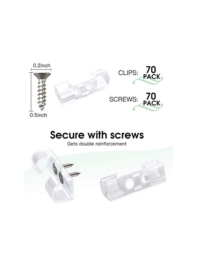 AGPtek Cable Tidy Clips with Screws,AGPTEK 70 Pcs Cable Organizer Cord Holder Durable Wire Management Clips for Office and Home,Transparent - Image 2