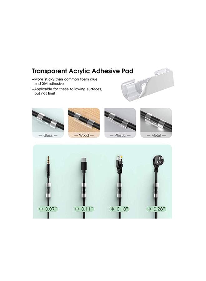AGPtek Cable Tidy Clips with Screws,AGPTEK 70 Pcs Cable Organizer Cord Holder Durable Wire Management Clips for Office and Home,Transparent - Image 3