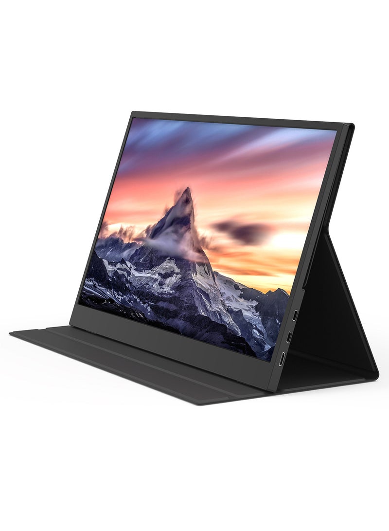 شاشة لاب توب 15.6 بوصة FHD 1080P IPS شاشة محمولة للألعاب، توصيل وتشغيل مع غطاء جلد PU متوافق مع الكمبيوتر المحمول، هاتف Mac، Xbox PS5/PS4 Switch - Image 2