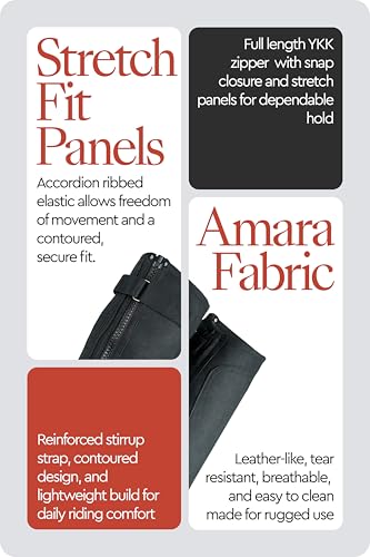 HORZE Amara Adult Equestrian Half Chaps | Synthetic Leather Zip-Up Pair | Accurate Size Chart in Images - Black - XL Wide - Image 5