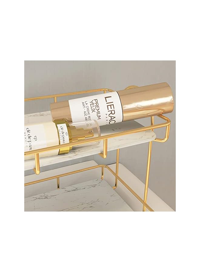 Raxoom Storage Basket Organizers Shelf Bathroom Storage Shampoo Soap Makeup Storage Rack Holder Bathroom Organizer (2 layer-white) - Image 5