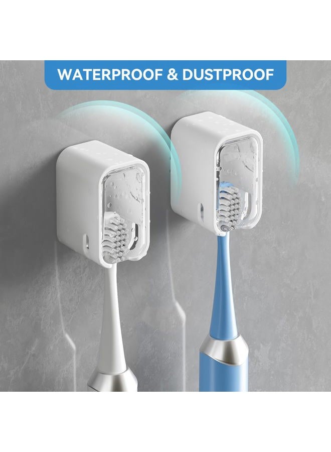VNYIFAN Toothbrush Holders for Bathrooms, 2PCS Innovation Single Slot Toothbrush Holder Wall Mounted with Cover for Shower, Single Toothbrush Dispenser Storage Organizer for Family & Travel - Image 2