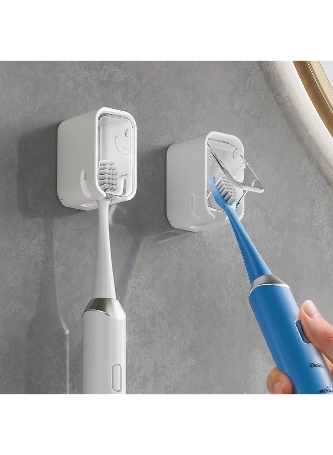 VNYIFAN Toothbrush Holders for Bathrooms, 2PCS Innovation Single Slot Toothbrush Holder Wall Mounted with Cover for Shower, Single Toothbrush Dispenser Storage Organizer for Family & Travel - Image 1