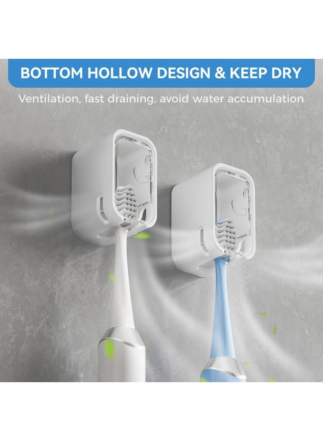 VNYIFAN Toothbrush Holders for Bathrooms, 2PCS Innovation Single Slot Toothbrush Holder Wall Mounted with Cover for Shower, Single Toothbrush Dispenser Storage Organizer for Family & Travel - Image 3