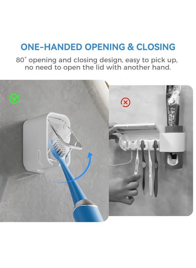 VNYIFAN Toothbrush Holders for Bathrooms, 2PCS Innovation Single Slot Toothbrush Holder Wall Mounted with Cover for Shower, Single Toothbrush Dispenser Storage Organizer for Family & Travel - Image 5