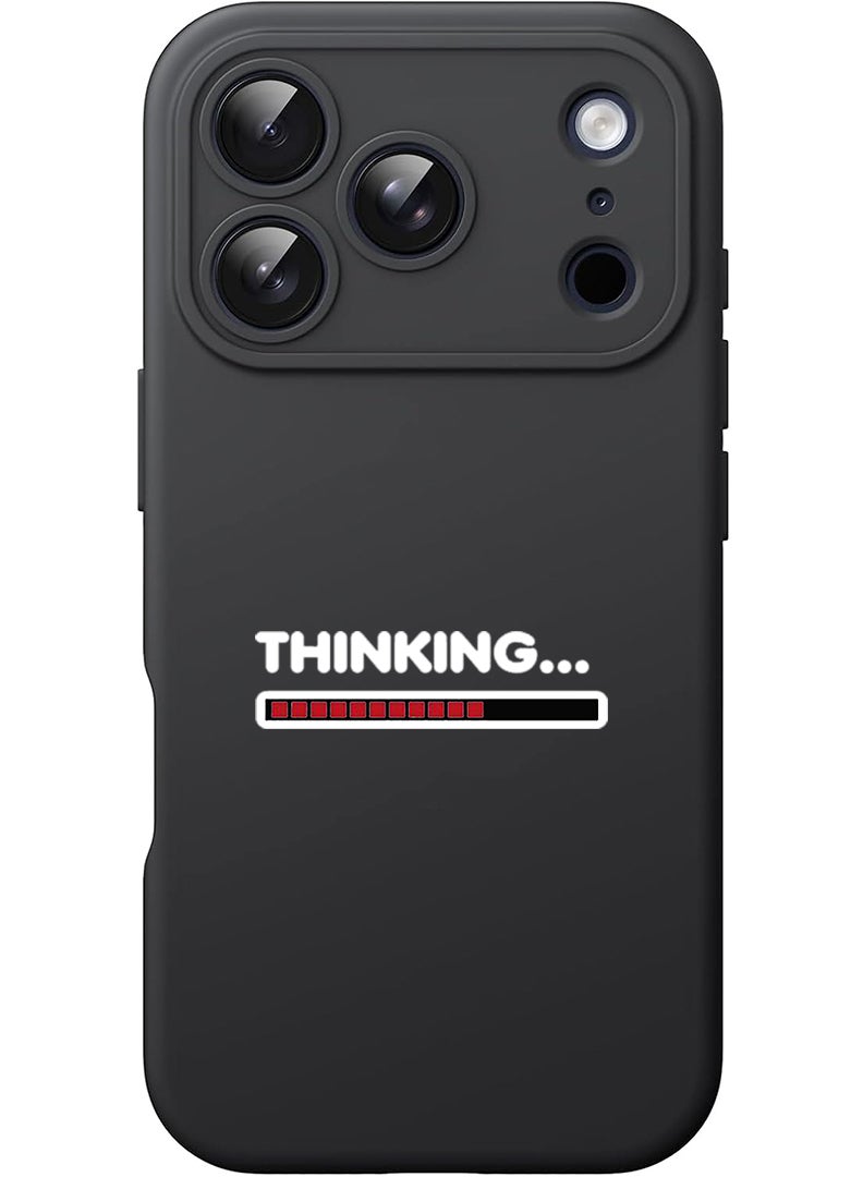 Theodor Protective Slim Fit Case Liquid Silicone Cover with Full Body Protection Anti-Scratch Shockproof Case For Apple iPhone 17 Pro Max (Black) Thinking - White - Image 1