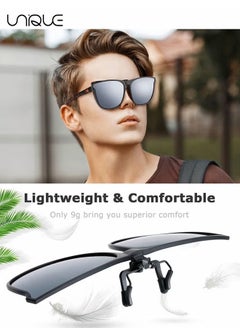 Unique Sun Glasses, Clip-on Sun Glasses, 3 Pair Polarized Clip-on Sun Glasses Anti-glare TR90 Frame Flip Up Driving Clip-on Glasses for Women and Men, Polarized Glare Reduce, High Definition Vision  - Image 3