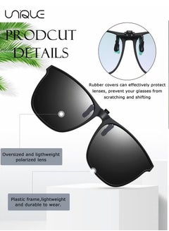 Unique Sun Glasses, Clip-on Sun Glasses, 3 Pair Polarized Clip-on Sun Glasses Anti-glare TR90 Frame Flip Up Driving Clip-on Glasses for Women and Men, Polarized Glare Reduce, High Definition Vision  - Image 4
