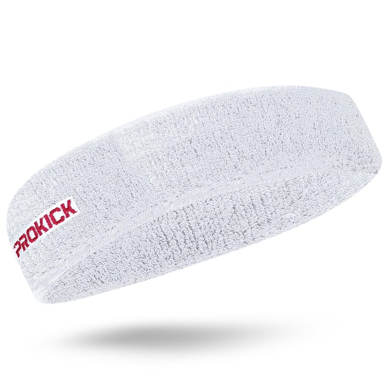 Prokick Sports Headband, Sweat-Absorbing, Stretchable, Comfortable, for Men and Women (White) - Image 1