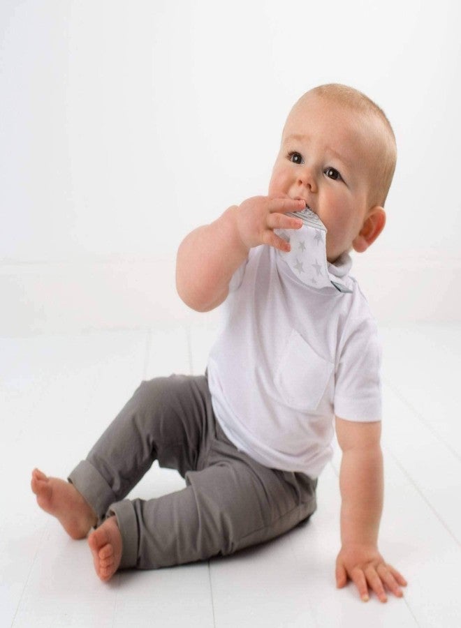 Cheeky Chompers Muslin Teething Bibs for Babies & Toddlers - Reversible Dribble Bib with Soft Silicone Teether, BPA-Free, Ideal for Teething Relief (2-24 Months, Silver Stars) - Image 5