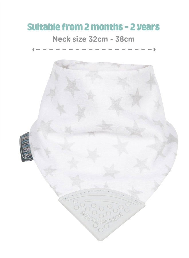 Cheeky Chompers Muslin Teething Bibs for Babies & Toddlers - Reversible Dribble Bib with Soft Silicone Teether, BPA-Free, Ideal for Teething Relief (2-24 Months, Silver Stars) - Image 4