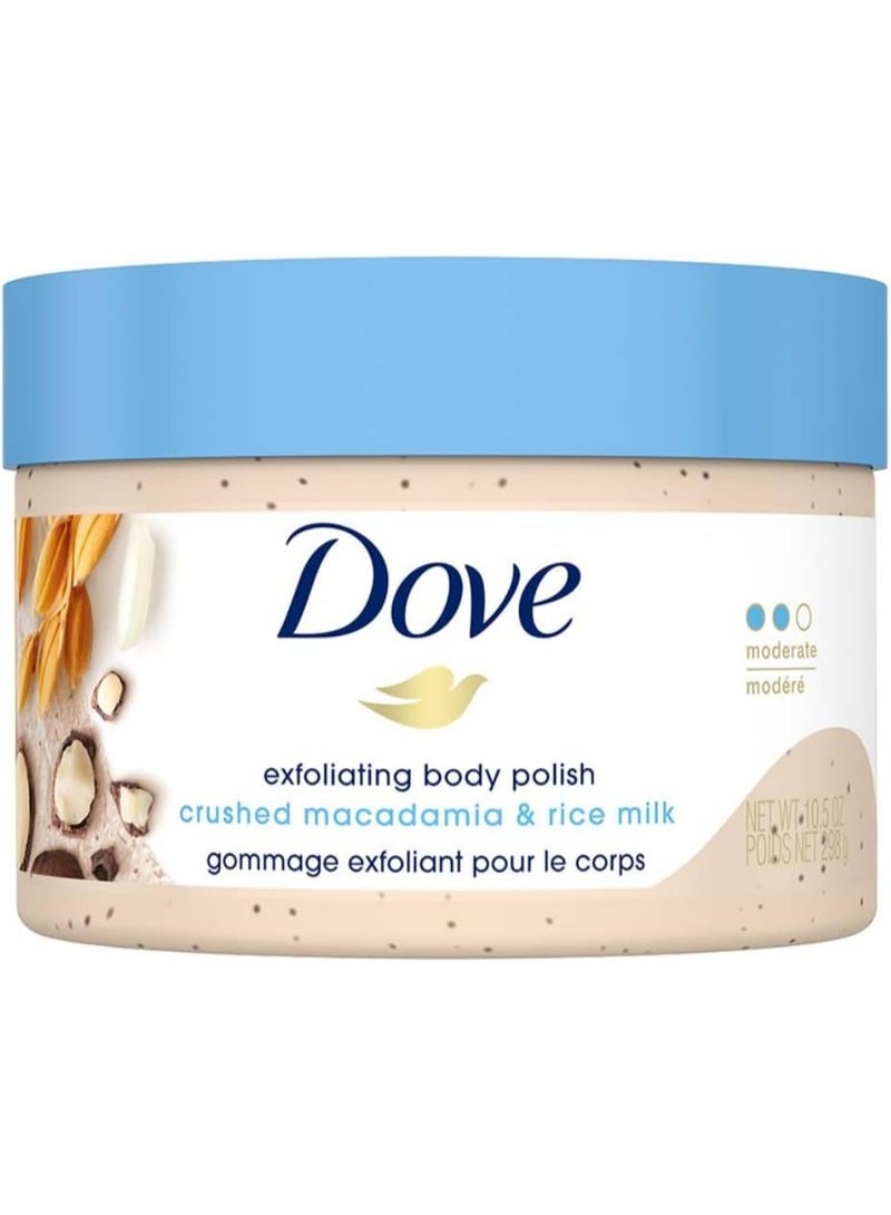 دوف مقشر الجسم دوف بخلاصة المكاديميا وحليب الأرز - يكشف عن بشرة أكثر نعومة وتغذية بشكل واضح - 298 غرام - Image 1