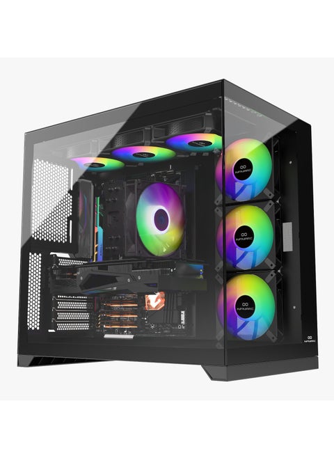 Cube Pro Gaming PC (Intel Core i5-14400F, RTX 5060 Ti 8GB, 16GB DDR5 5200MHz RAM, 1TB NVMe SSD, Motherboard B760, Air Cooling Windows, RGB Case, 650W PSU) – Black