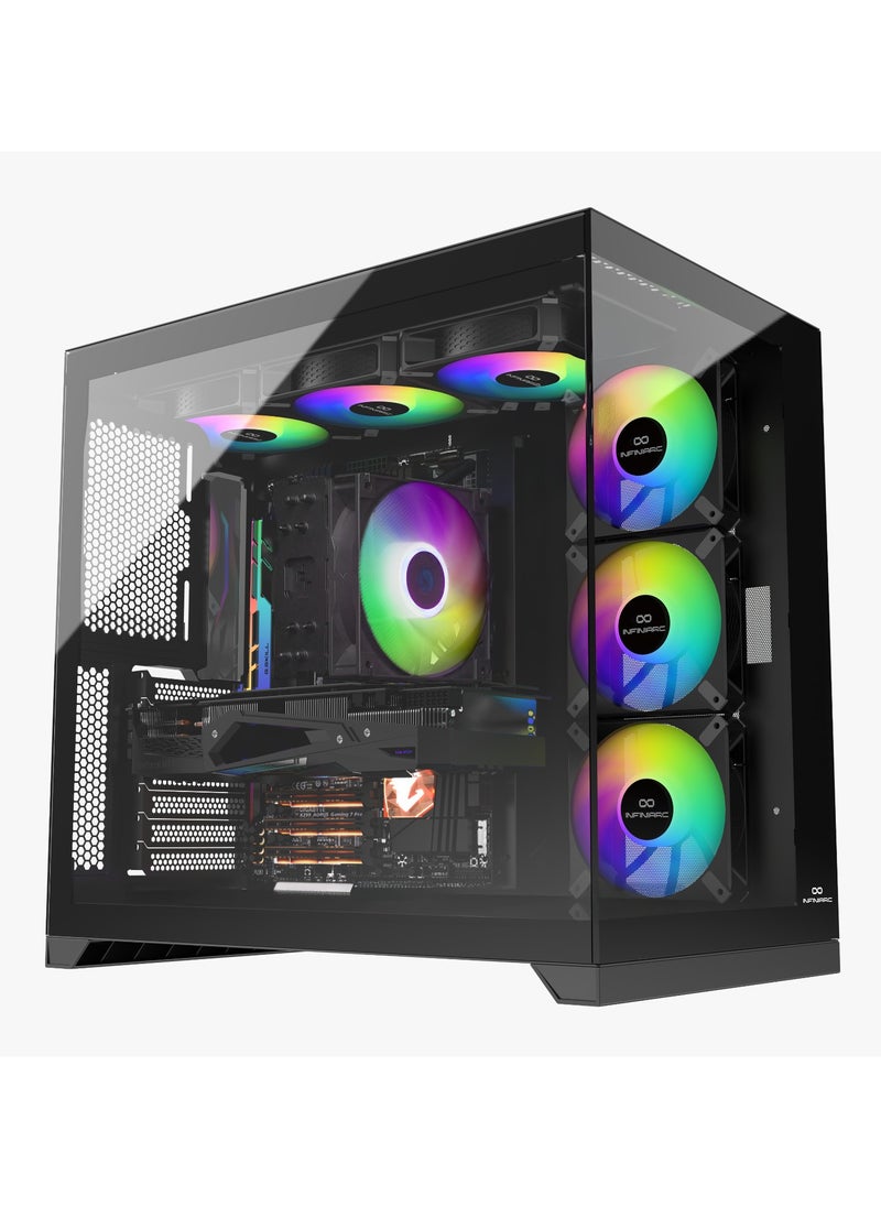 INFINIARC Cube Pro Gaming PC (Intel Core i5-14400F, RTX 5060 Ti 8GB, 16GB DDR5 5200MHz RAM, 1TB NVMe SSD, Motherboard B760, Air Cooling Windows, RGB Case, 650W PSU) – Black  - Image 1