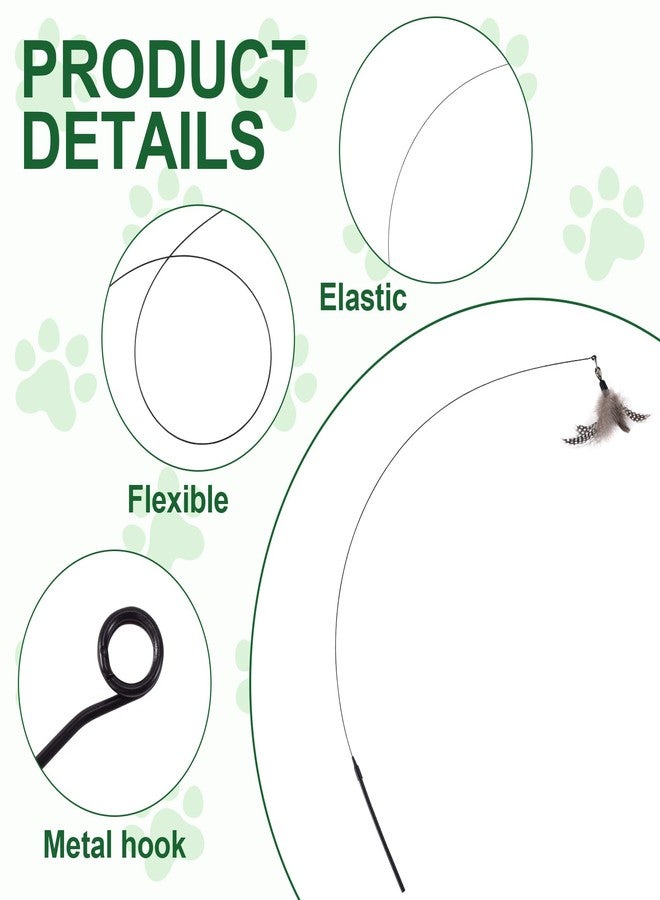 Lekgavd 3pcs Cat Wand Toy Replacement Rod, 32'' Flexible Steel Wire Cat Dancer Wire Toy, Cat Worm Toy for Indoor Attachment Replacement - Black - Image 3
