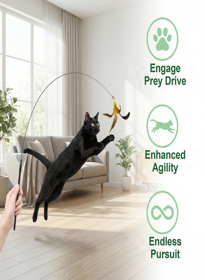 Lekgavd 3pcs Cat Wand Toy Replacement Rod, 32'' Flexible Steel Wire Cat Dancer Wire Toy, Cat Worm Toy for Indoor Attachment Replacement - Black - Image 4