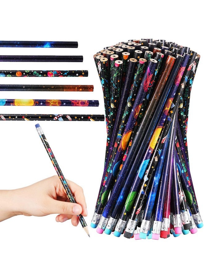 Geyee 36 Pcs Space Pencils Hawaiian Themed Party Favors Assorted Shark Pencils Novelty Wood Pencils Fun Designs Writing Pencils With Erasers For Birthday Party Teacher Supplies(Space) - Image 1