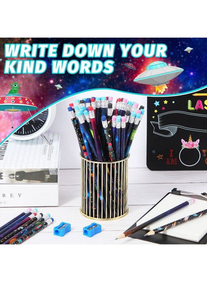 Geyee 36 Pcs Space Pencils Hawaiian Themed Party Favors Assorted Shark Pencils Novelty Wood Pencils Fun Designs Writing Pencils With Erasers For Birthday Party Teacher Supplies(Space) - Image 5